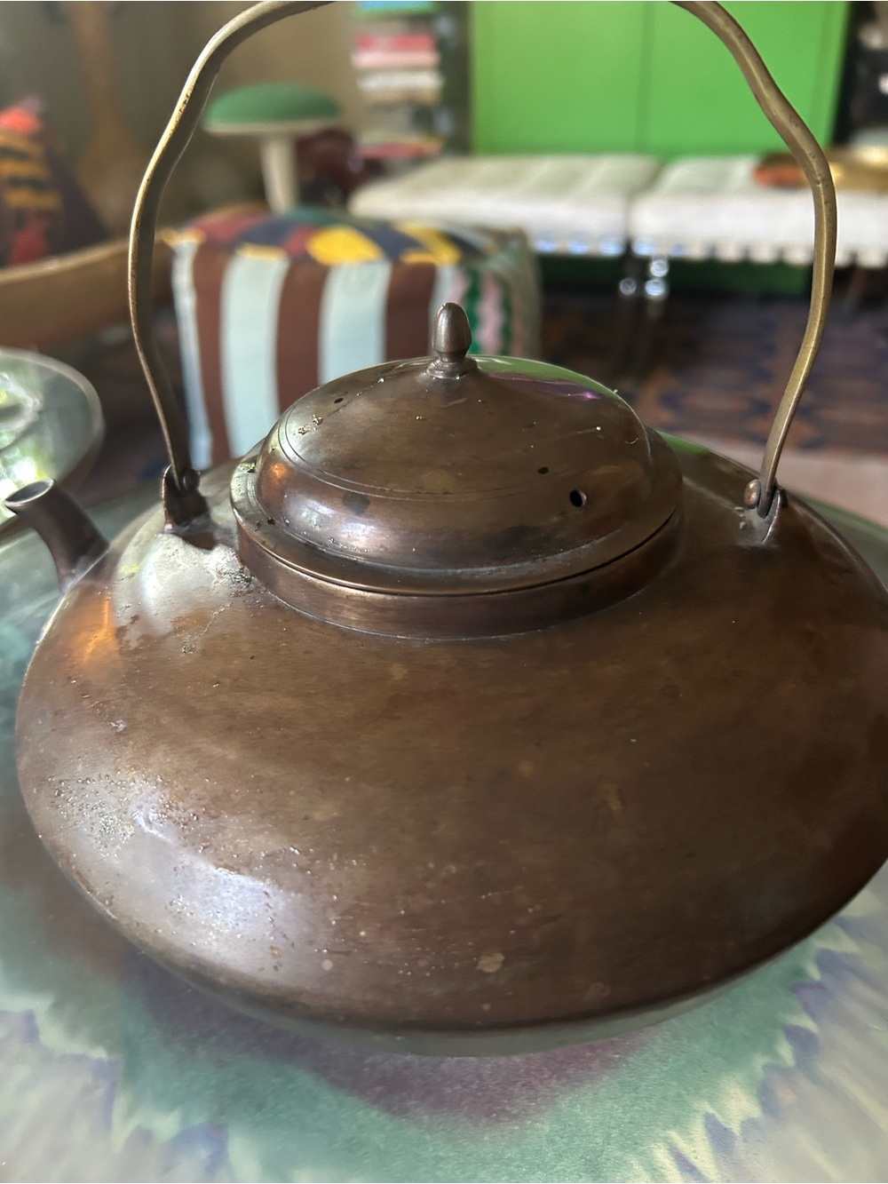 Vintage Copper Teapot with Brass Handle good vintage condition